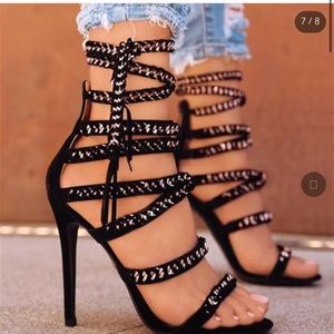Black lace up heels